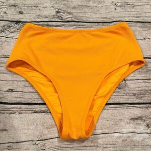 Aerie High Waisted Cheeky Textured Bikini Bottoms in Gold/Mustard Size S…